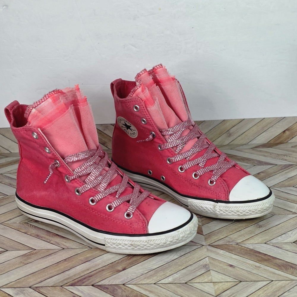 Converse Shoes Chuck Taylor Hi All Star Sheer Party Pink Sneakers Womens Size5.5